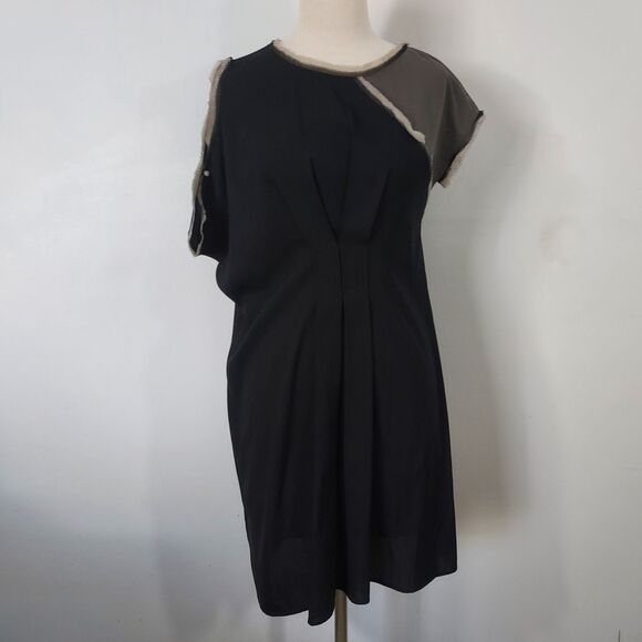 BCBGMAXAZRIA Runway Asymmetrical Cold Shoulder Color Block Tunic Dress Size XS - Picture 3 of 15